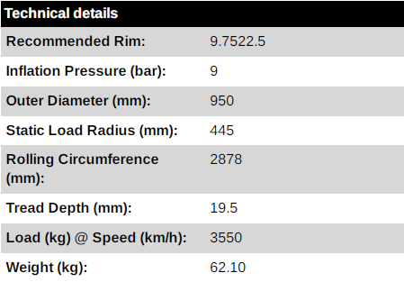 Таблица характеристик шины 315/60R22.5-16 KTD300 LEAO